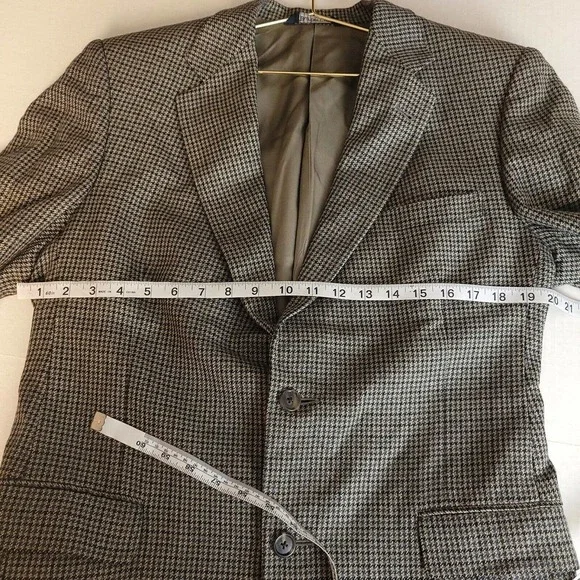 BURBERRY Men’s Houndstooth Sport Coat Blazer Jacket Sz 42 R neutral beige brown - Picture 6 of 7